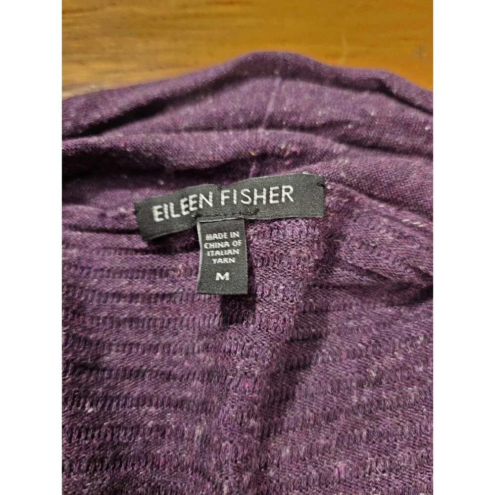 Eileen Fisher Sweater Cardigan Women's M Purple Long Sleeve Open Front - Picture 7 of 10